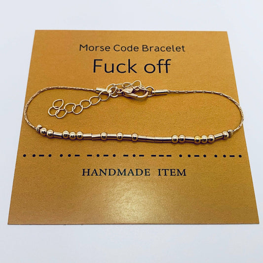 Golden F*** off Handmade Morse Code Bracelets