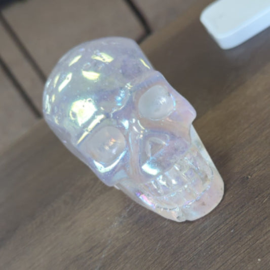Aura Clear Quartz Skull "Baseball"