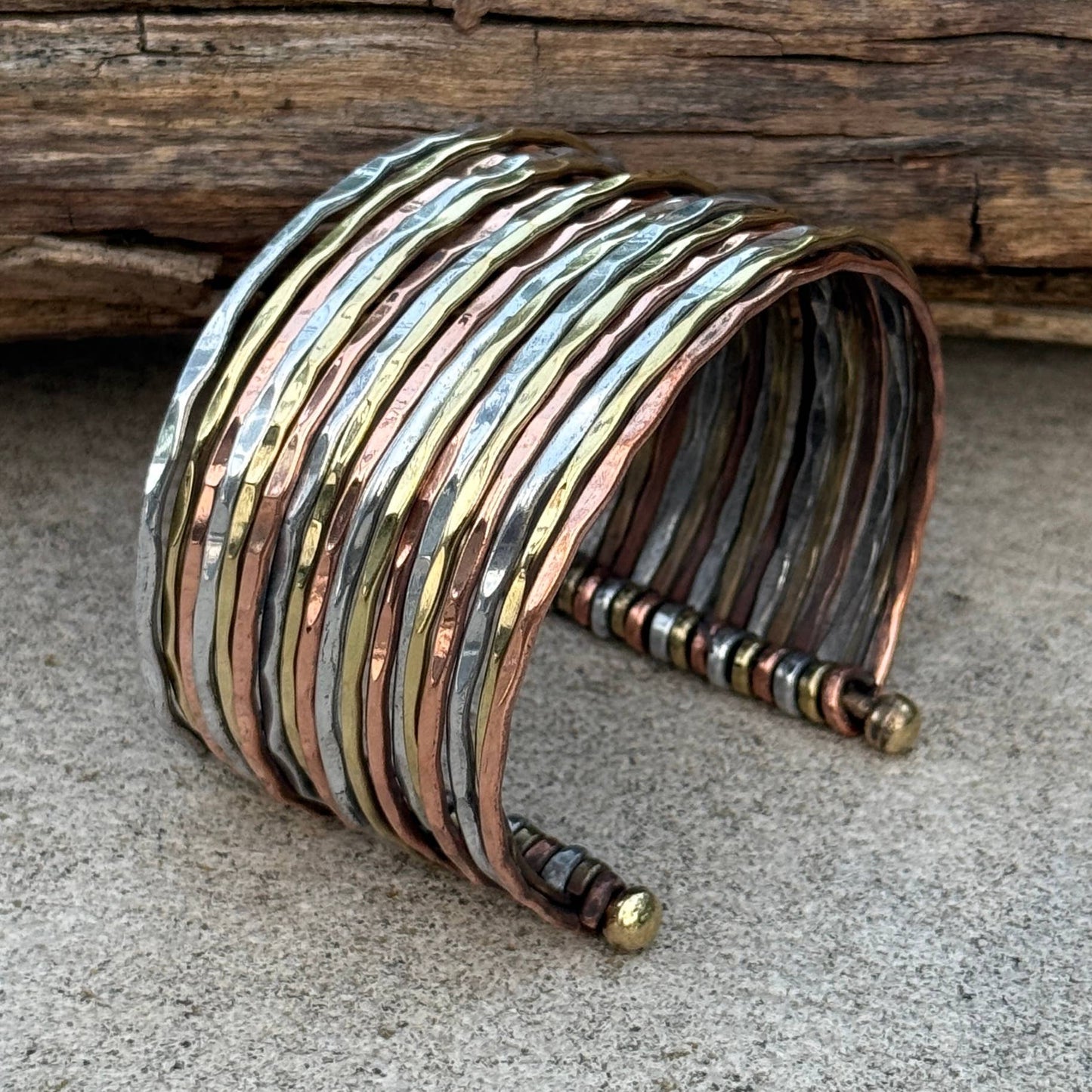 Mix Metals Hammered Cuff Bracelet