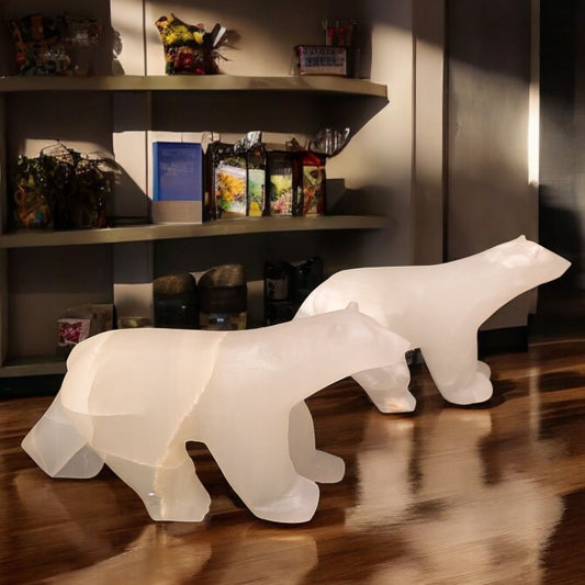 Handcarved Calcite Polar Bear