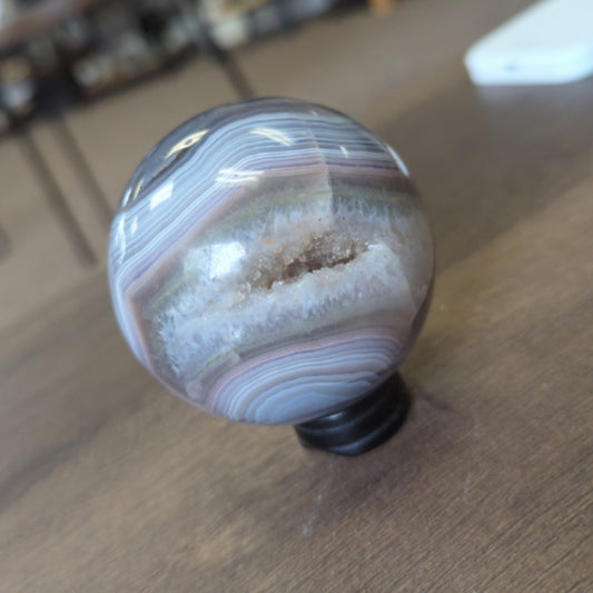 Blue Banded Agate Sphere "Bobby" #Z939459