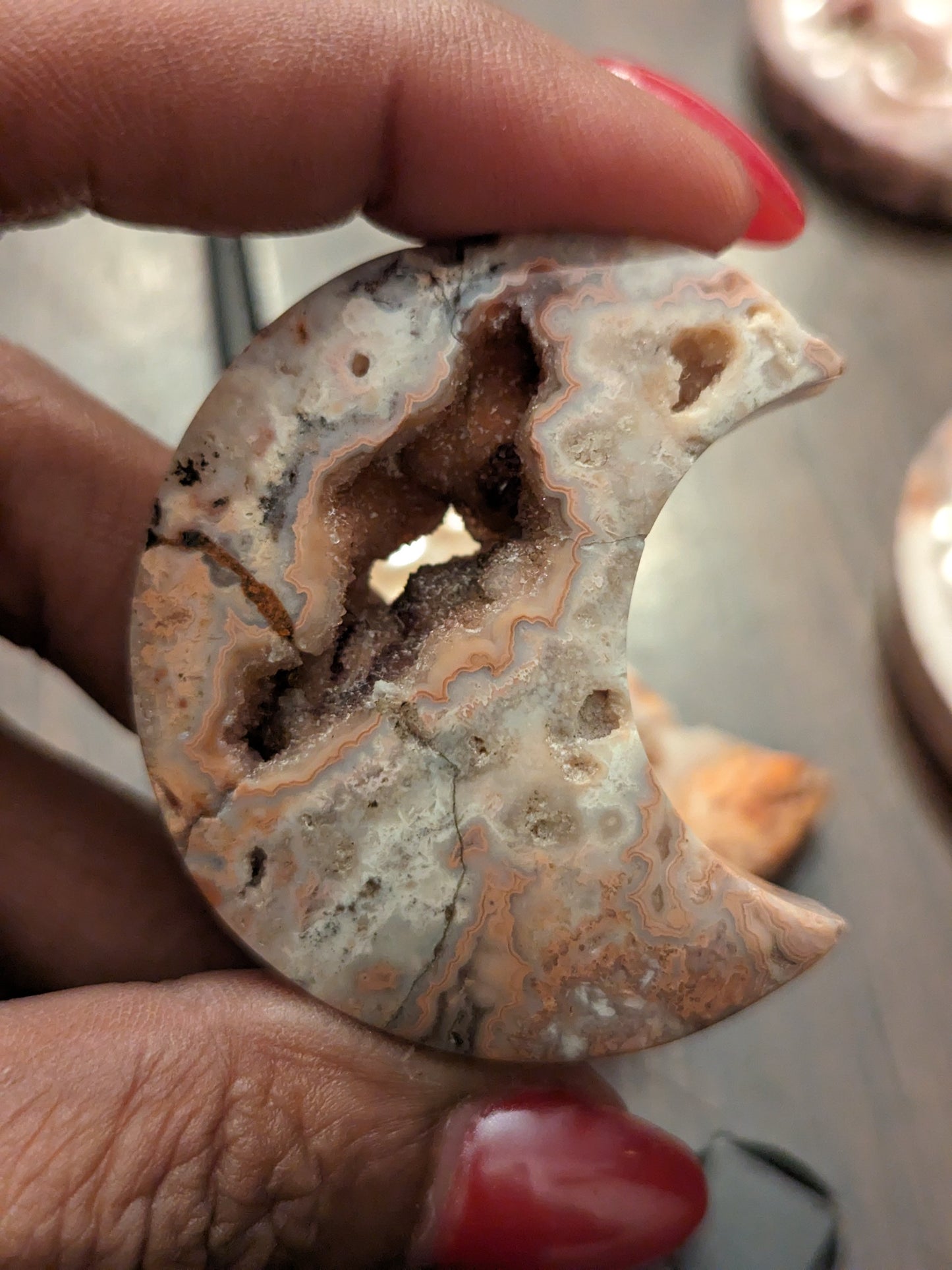 Indonesian Pink Lace Agate Moon