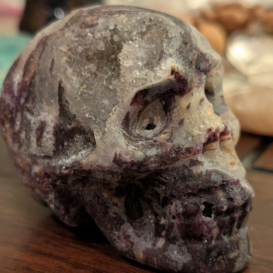 Druzy Chalcedony “Sphalerite” Skull