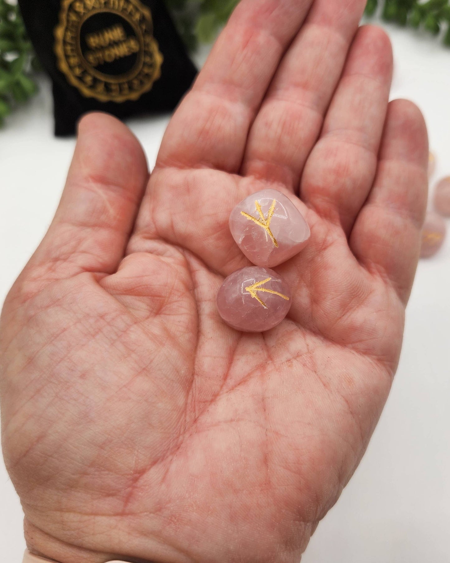 Rose Quartz Rune Sets  & Velvet Pouch