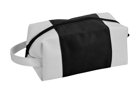 Leatherette/Canvas Black Travel Toiletries Bag