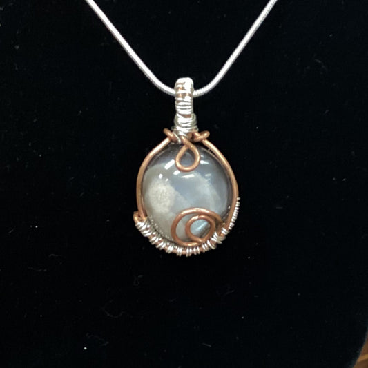 Silver and Gold Moonstone Wrapped Necklace