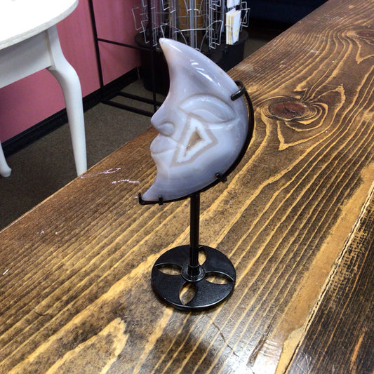 Blue Agate Moon with Stand