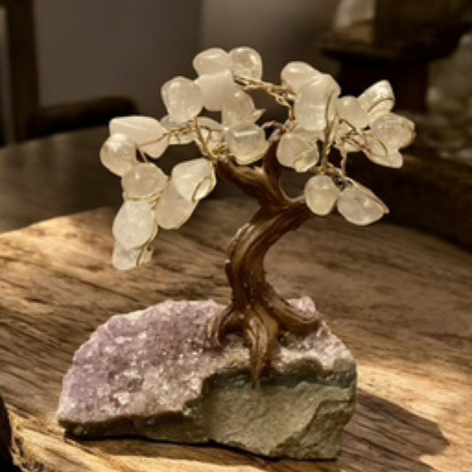 Clear Quartz Tree on Raw Amethyst