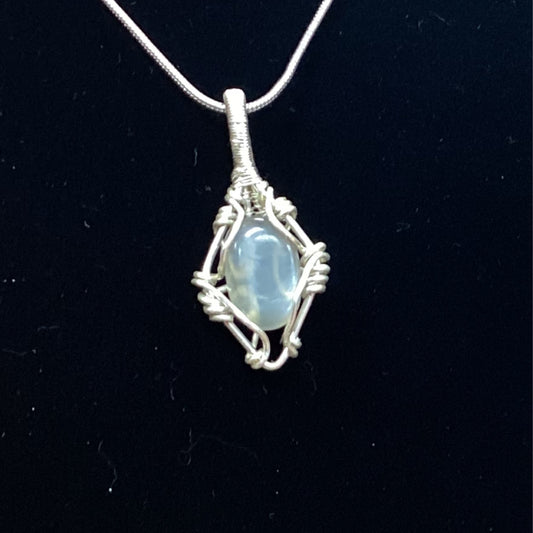 Silver Wrapped Silver Moonstone Necklace