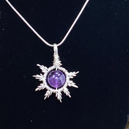 Amethyst Sun Burst Wrapped Necklace