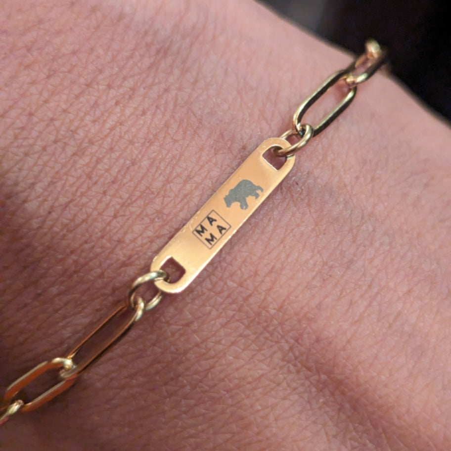 Mama Bear Engravable Paperclip Bar Bracelet