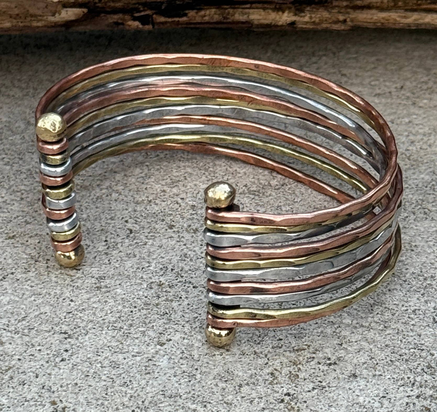 Mix Metals Hammered Cuff Bracelet
