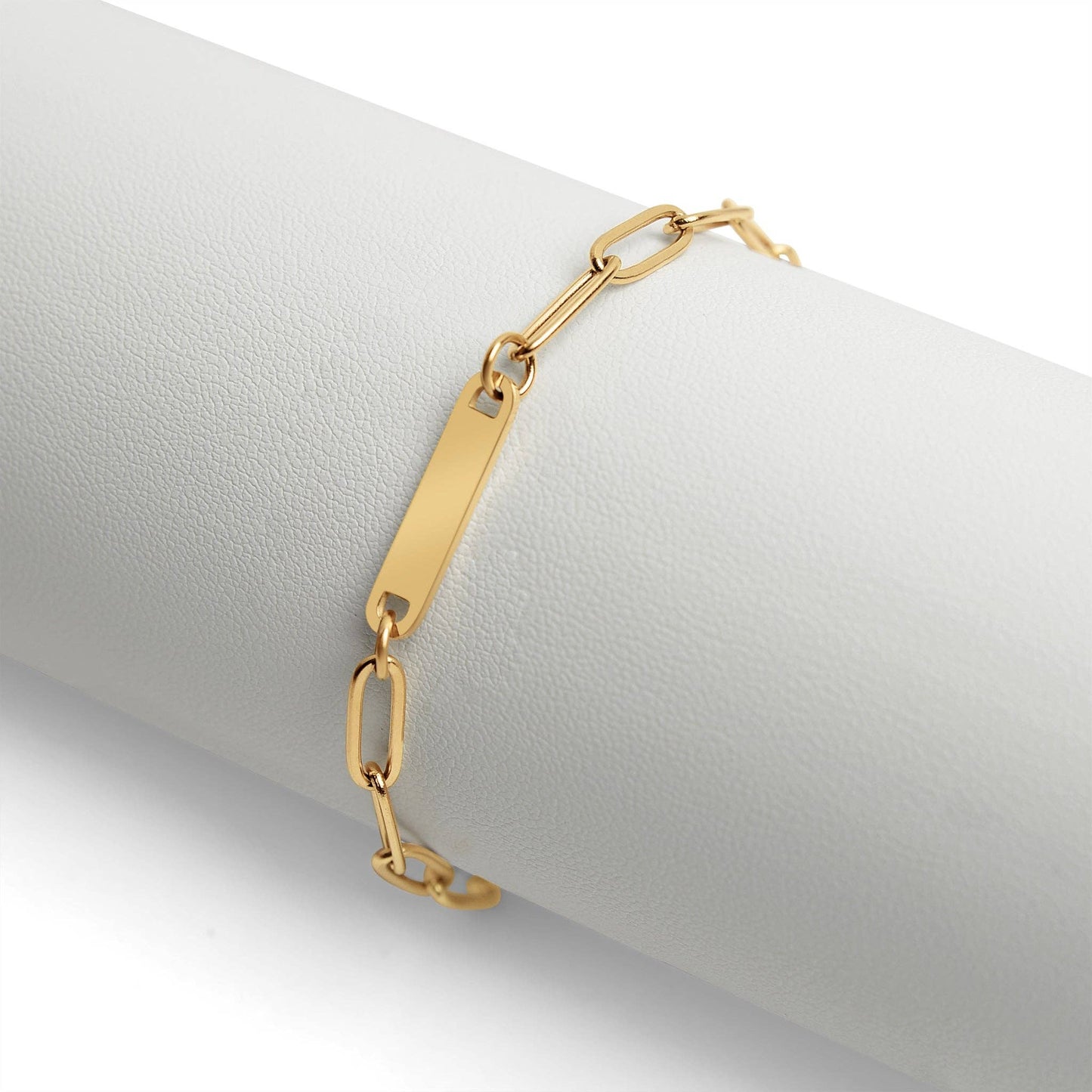 Engravable Paperclip Bar Bracelet