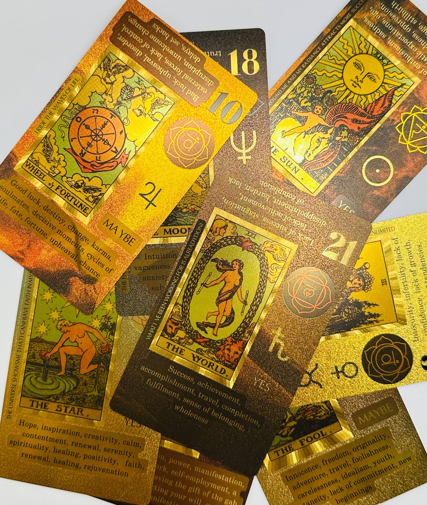 Gold Foil PVC Tarot Cards with Instruction Booklet
