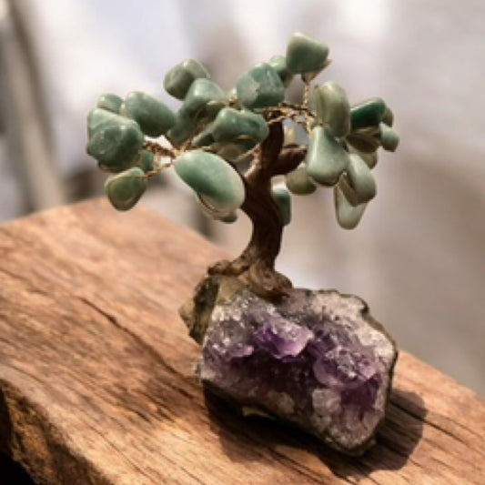 Green Aventurine Tree on Raw Amethyst