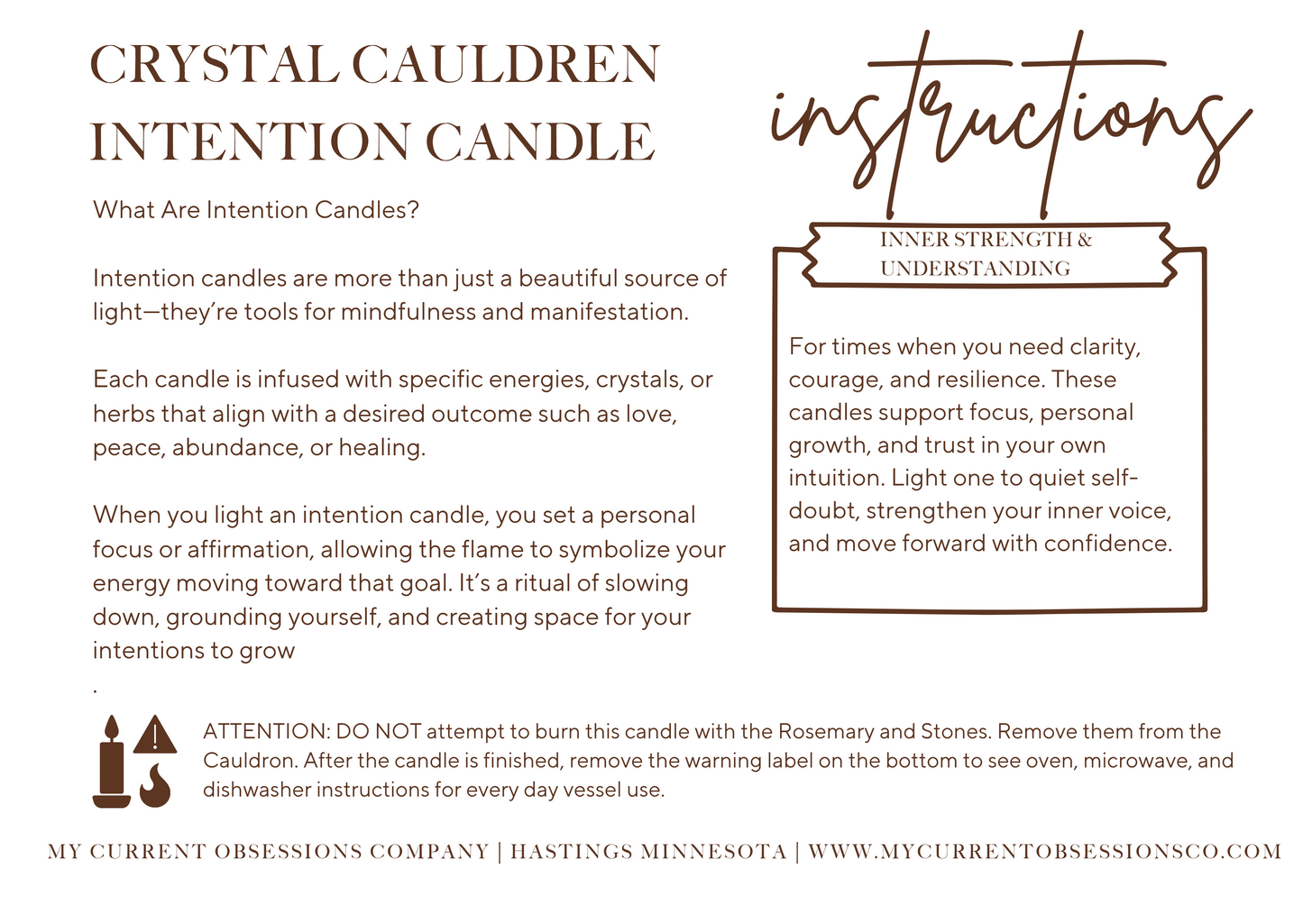 Inner Strength & Understanding - Crystal Cauldron Intentions Candle