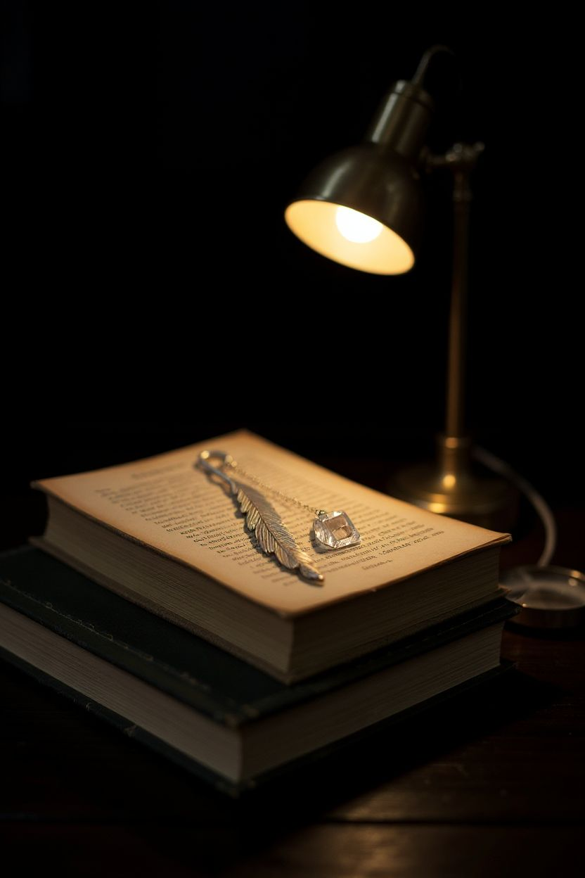 Silver Feather Bookmark With Stones
